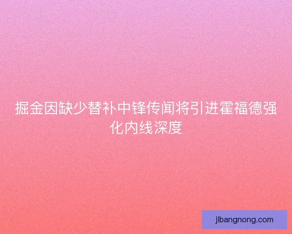 掘金因缺少替补中锋传闻将引进霍福德强化内线深度