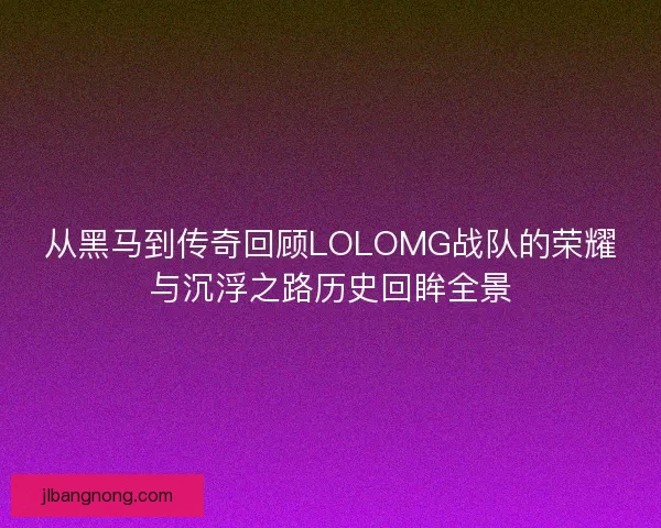 从黑马到传奇回顾LOLOMG战队的荣耀与沉浮之路历史回眸全景