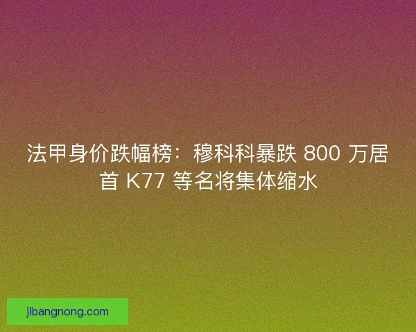 法甲身价跌幅榜：穆科科暴跌 800 万居首 K77 等名将集体缩水