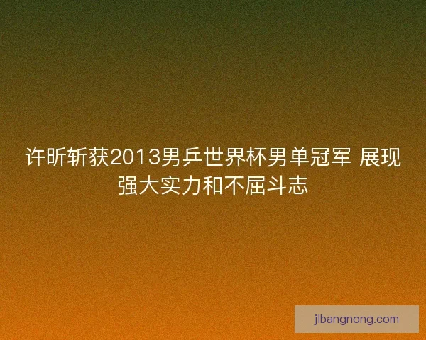 许昕斩获2013男乒世界杯男单冠军 展现强大实力和不屈斗志